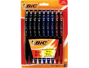 58% off 18 Ct Bic BU3 Retractable Ballpoint Pens (assorted colors)