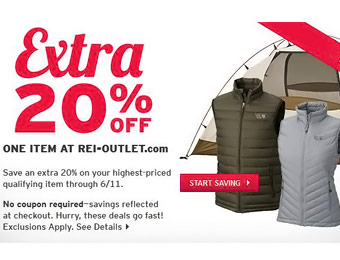 Extra 20% off Any One Item at REI Outlet