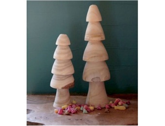 70% off Hand Carved Paulownia Wood Christmas Tree, 17-3/4"