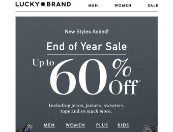 Lucky Brand End of Year Sale - Up to 60% Off