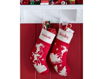 66% off Horchow Red Santa & Sleigh Stocking, Sleigh W/Trees