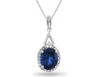 $409 off Sterling Silver Lab-Created Sapphire & Diamond Pendant