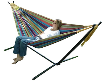 41% off Vivere Double Hammock w/ Space-Saving Steel Stand UHSDO9