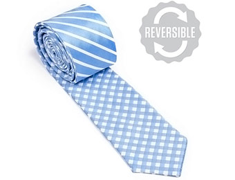 68% off Two Sided Stripe And Check Skinny Silk Tie