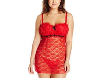 80% off Just Sexy Women's Plus-Size Lace Rouged Babydoll
