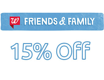 15% off online purchases at Walgreens.com w/ code: FAMILY15