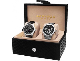 91% off Akribos XXIV Men's AK740SSB Silver-Tone Watch Set