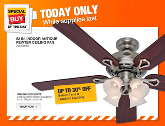 Up to 30% off Select Ceiling Fans & Lighting