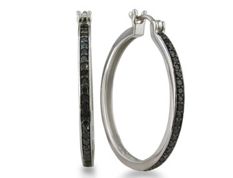 $252 off 1/2ct Black Diamond Hoop Earrings in Sterling Silver