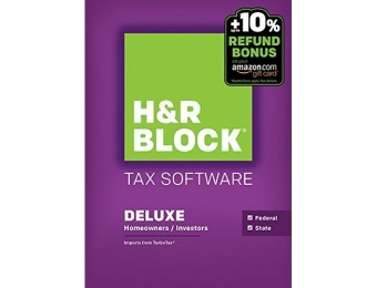 56% off H&R Block 2015 Deluxe + State Tax Software + Refund Bonus