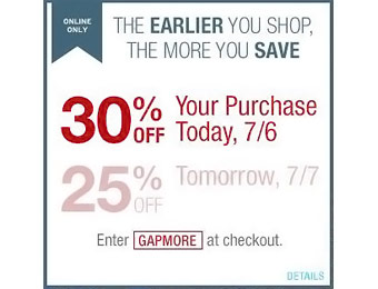 30% off Your Entire Purchase at Gap.com with code: GAPMORE