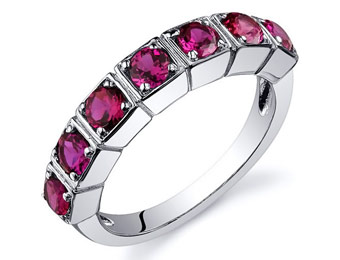 $123 off Sterling Silver 7 Stone 1.75 Carats Ruby Band Ring