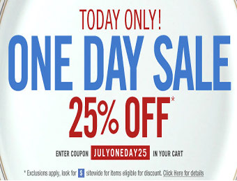 25% off One Day Sale with coupon code: JULYONEDAY25