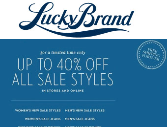 Up to 40% off Jeans & Apparel Sale at Lucky Brand Jeans
