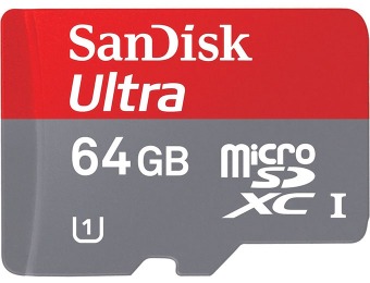 50% off SanDisk Ultra 64GB microSDXC Class 10 Memory Card