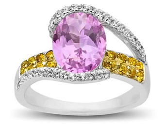 72% off Pink, White, and Honey Topaz Ring in Sterling Silver