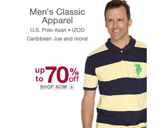 Up to 70% off Men's Classic Apparel Izod, Polo, & More