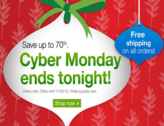 Up to 70% off Cyber Monday Deals + Free Shipping on all orders