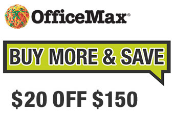$20 off $150 with OfficeMax promo code 20SAVE