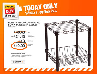 53% off Honey Can Do SHF-02216 Shelving Table with Basket