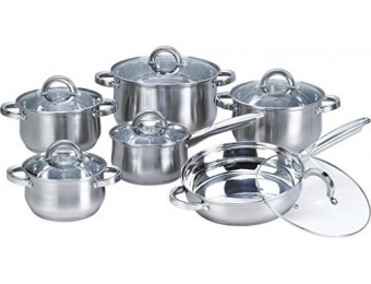 52% off Heim Concept 12-Pc Stainless Steel Cookware Set w/ Lids