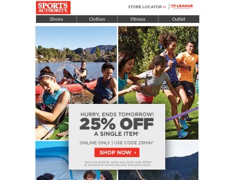 Sports Authority Flash Sale - 25% Off Any Single Item