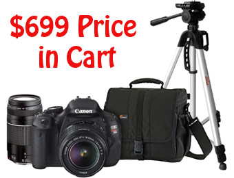 $170 off Canon T3i Camera w/ 75-300MM Lens, Bag & Tripod