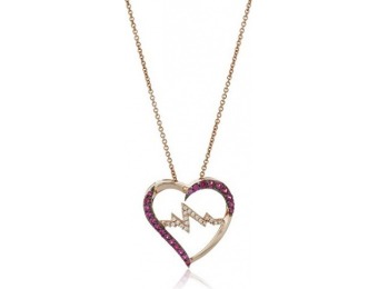 96% off Ruby and Sapphire Heart Pendant Necklace