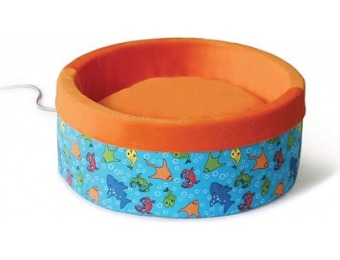 73% off K&H Fish Print Thermo-Kitty Heated Cat Bed in Orange