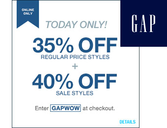 40% off Sale Items & 35% off Regular Items w/code: GAPWOW