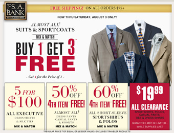 Deal: Buy 1 Get 3 Free Suits & Sportcoats at Jos. A. Bank