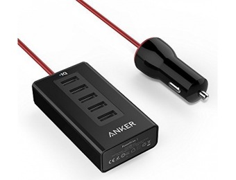 64% off Anker 50W/10A 5-Port USB Car Charger PowerDrive 5