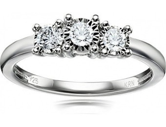 $191 off Sterling Silver 3-Stone Diamond Engagement Ring