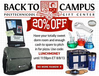 20% off Back to Campus Dorm Room Items w/code: LUNCHMONEY