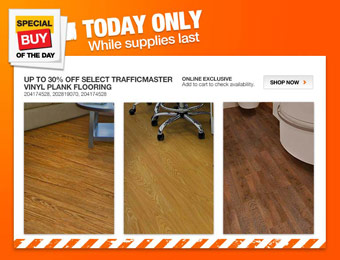 Up to 30% off Select TrafficMaster Vinyl Plank Flooring