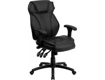 68% off Executive Lumbar Support Swivel Office Chair Black Leather