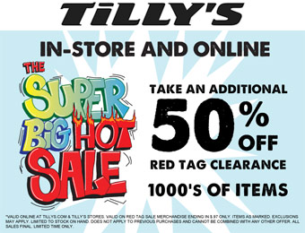 Extra 50% off Red Tag Clearance Items at Tilly's