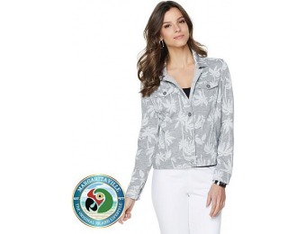 75% off Margaritaville Palm Print French Terry Jean Jacket