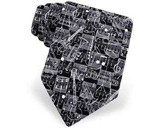 75% off And The Band Played On Necktie (Black Microfiber)