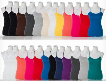 $100 off 12-Pack of Women's Long Stretch Cotton Camis