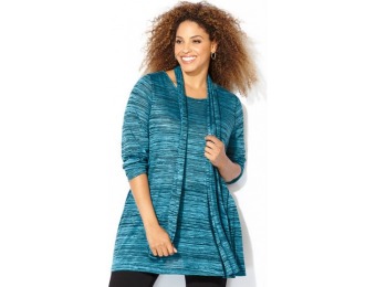 82% off Avenue Plus Size Spacedye Sharkbite Top with Scarf