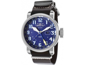 92% off Invicta Men's Aviator GMT Black Genuine Leather SS Watch