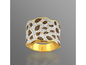 88% off Gold over Bronze Brown and White Crystal Ring