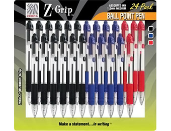 58% off Zebra Z-Grip Retractable Ballpoint Pens, Assorted, 24/Pack