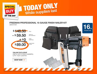 $60 off Freeman Professional 16-Gauge Finisher Nailer Kit