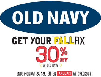Extra 30% off Your Purchase at Old Navy w/code: FALLFIX