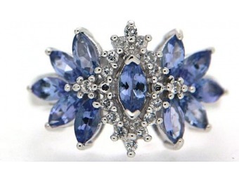 95% off 1-1/2 Cttw Sterling Silver Tanzanite and White Topaz Ring