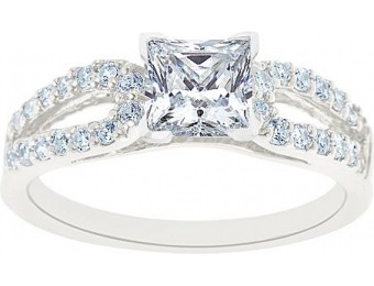 76% off 14K White Gold Princess Cut Certified Diamond Engagement Ring