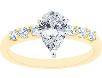 76% off 14K Two Tone Seven Stone Pear Shaped Certified Diamond Ring