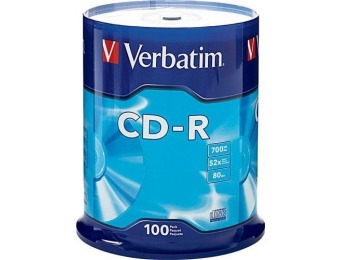45% off Verbatim CD-R 700MB 52X - 100pk Spindle